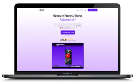 Tubify AI website displayed on a Macbook