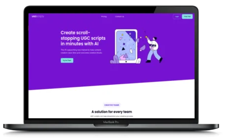 UGC Scripts website displayed on a Macbook