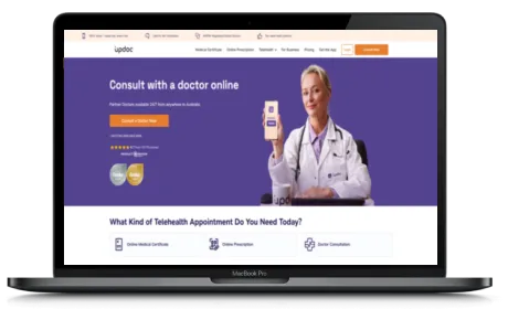Updoc website displayed on a Macbook