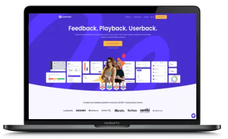 Userback website displayed on a Macbook