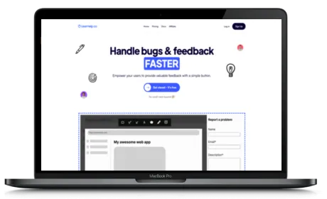 UserHelp.co website displayed on a Macbook