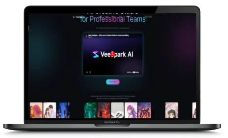 VeeSpark website displayed on a Macbook