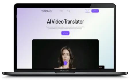 Verbalate website displayed on a Macbook