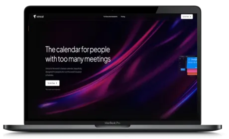 Vimcal website displayed on a Macbook