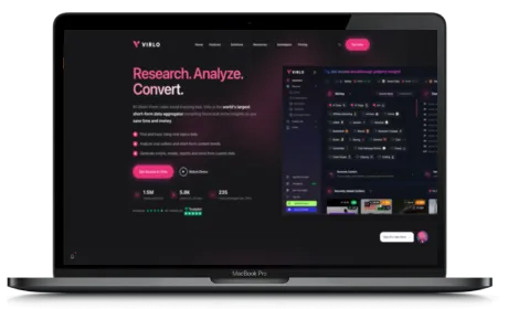 Virlo website displayed on a Macbook