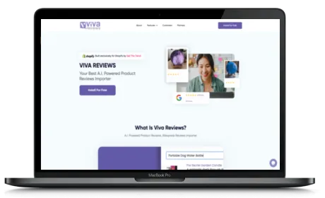 Viva Reviews website displayed on a Macbook