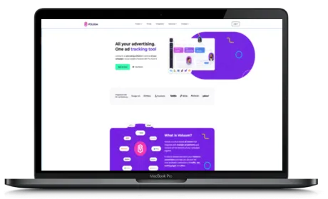 Voluum website displayed on a Macbook