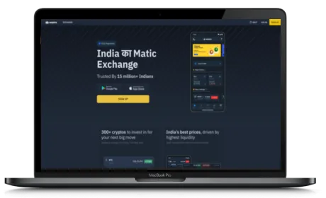 WazirX website displayed on a Macbook