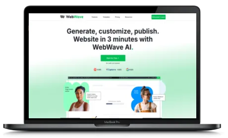 WebWave website displayed on a Macbook