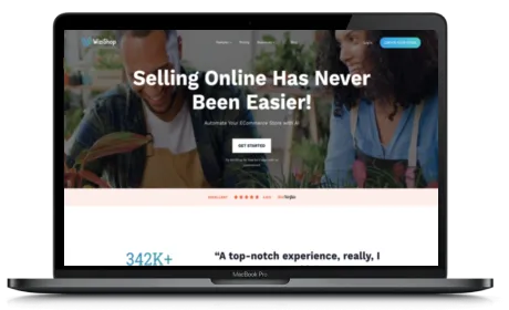 WiziShop website displayed on a Macbook