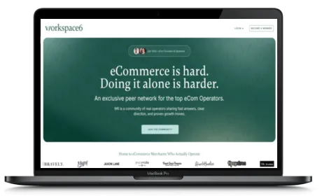 Workspace6 website displayed on a Macbook