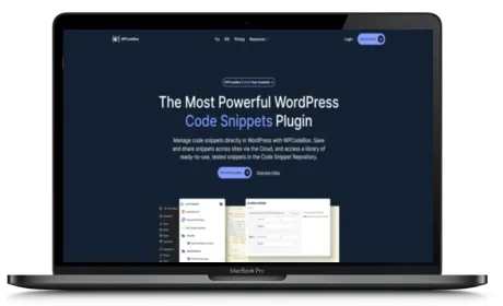 WPCodeBox website displayed on a Macbook