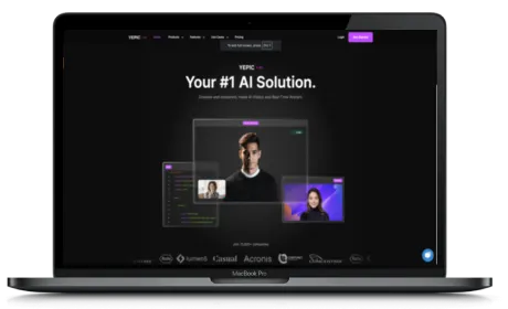 Yepic AI website displayed on a Macbook