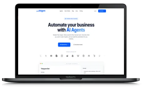 YourAIAgent website displayed on a Macbook