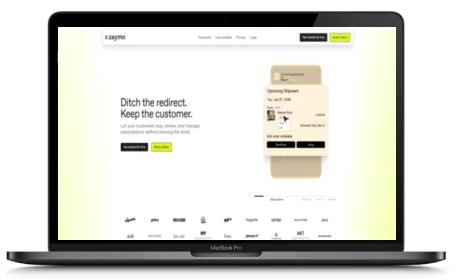 Zaymo website displayed on a Macbook