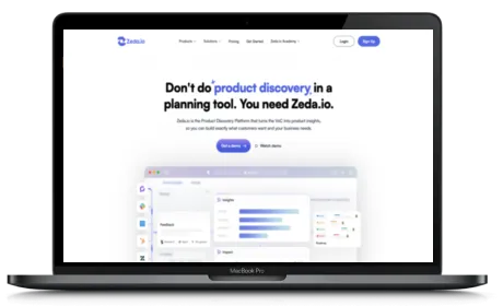 Zeda.io website displayed on a Macbook