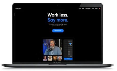 Zencastr website displayed on a Macbook