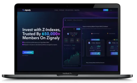 Zignaly website displayed on a Macbook
