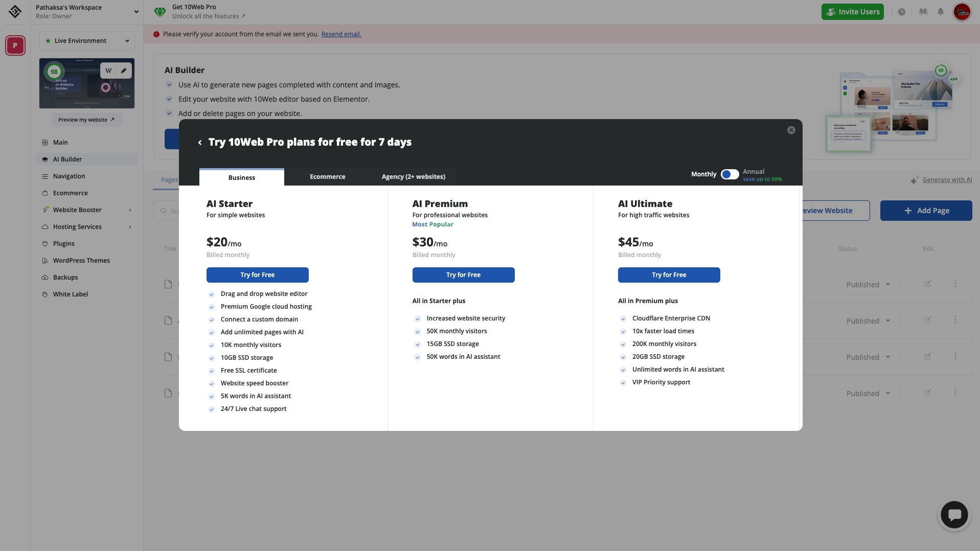 Free Trial Pick Plan
