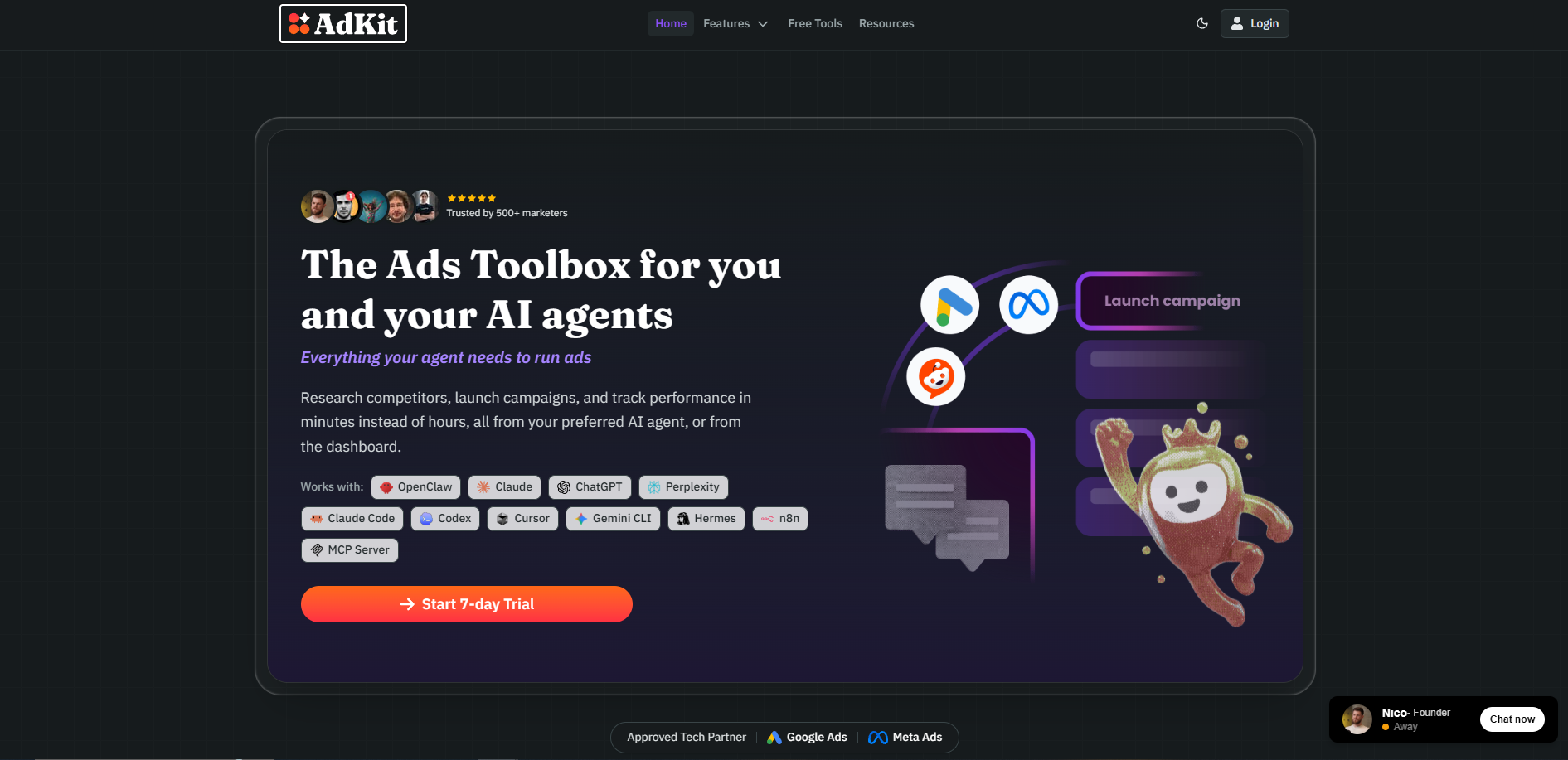 Screenshot of the AdKit website
