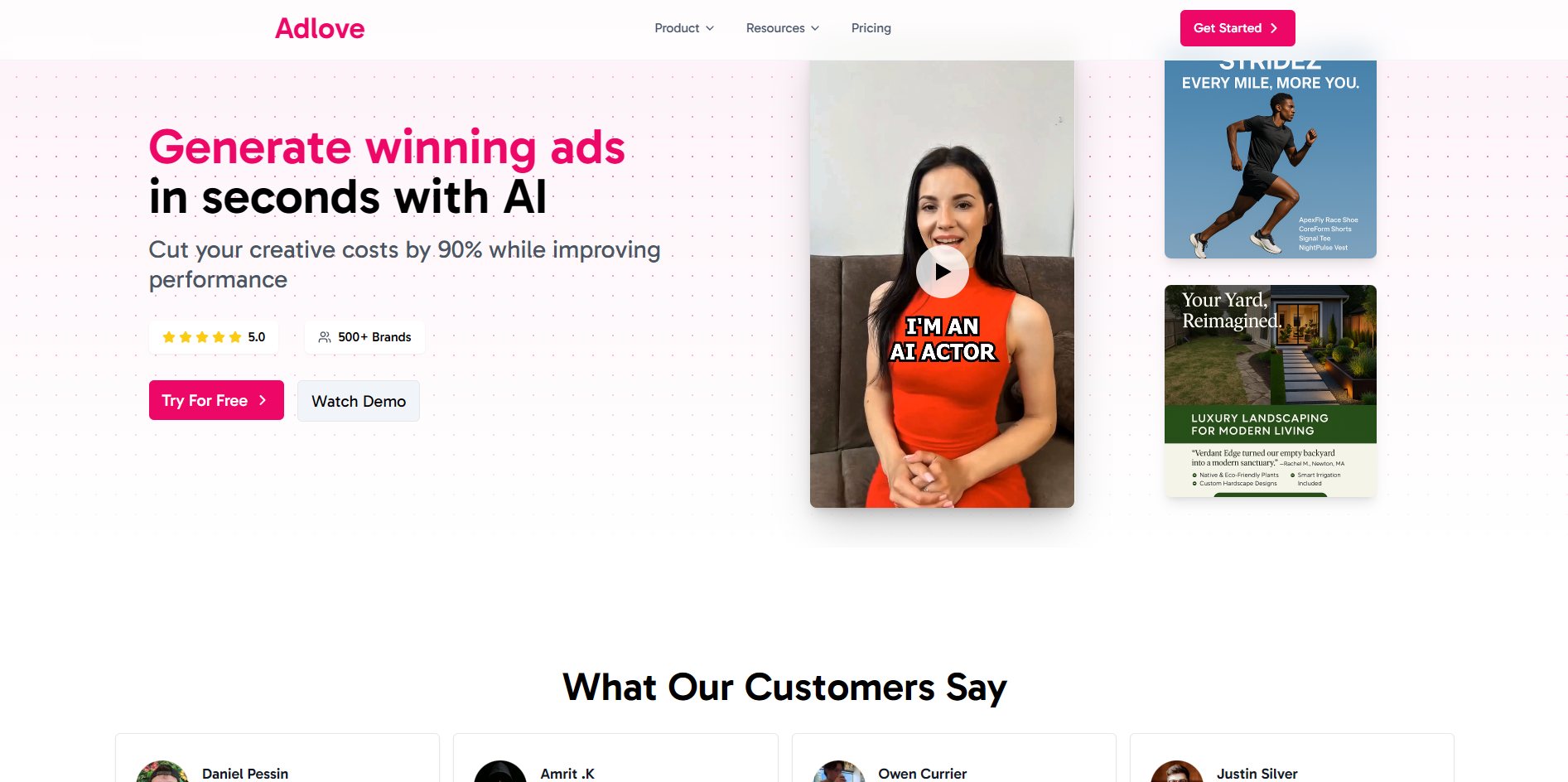 Screenshot of the Adlove website