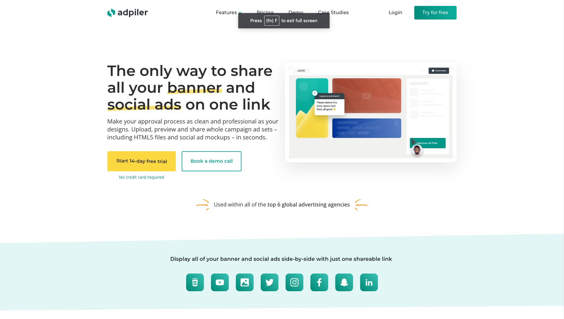 Screenshot of the Adpiler website