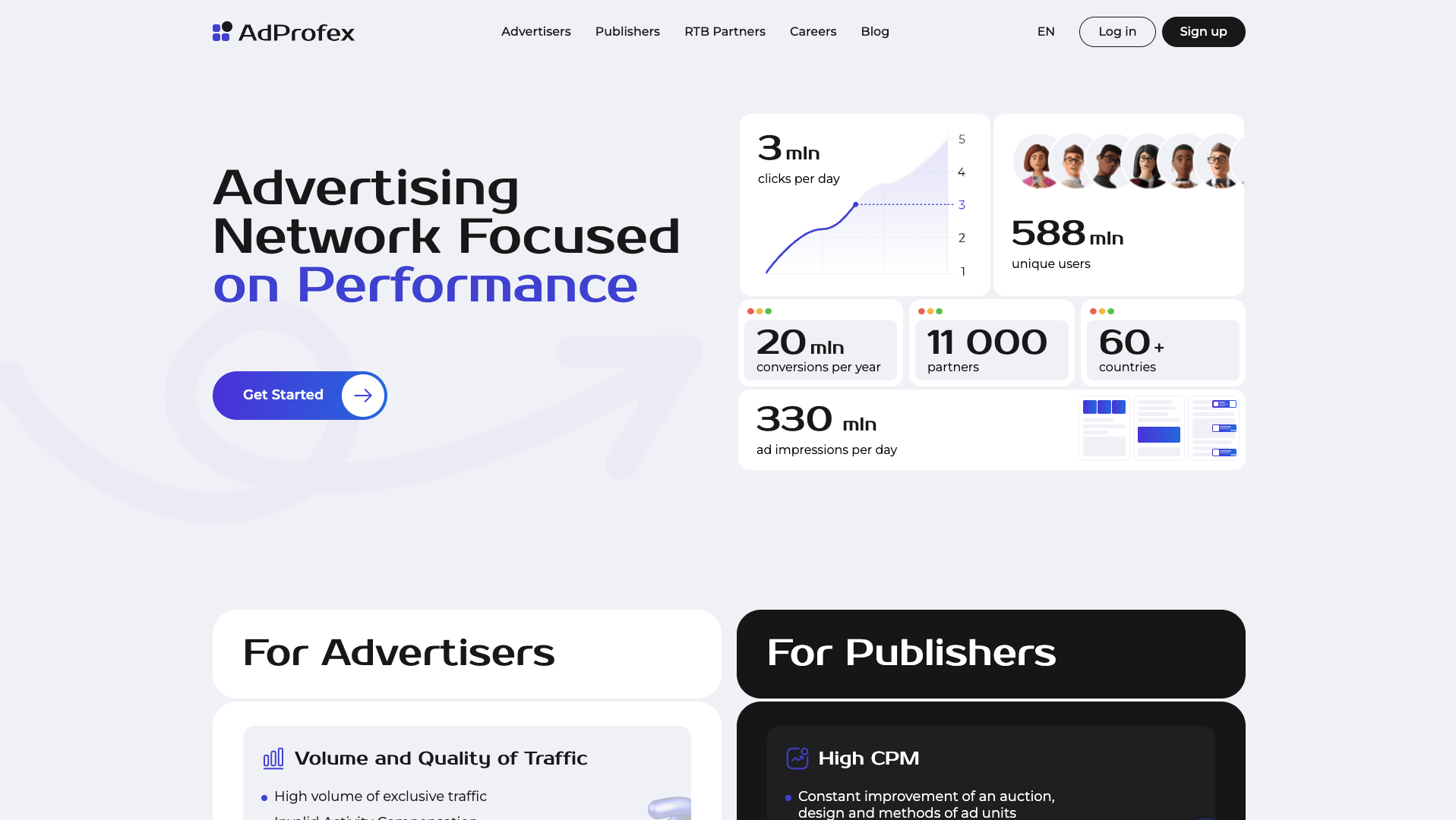 Screenshot of the AdProfex website
