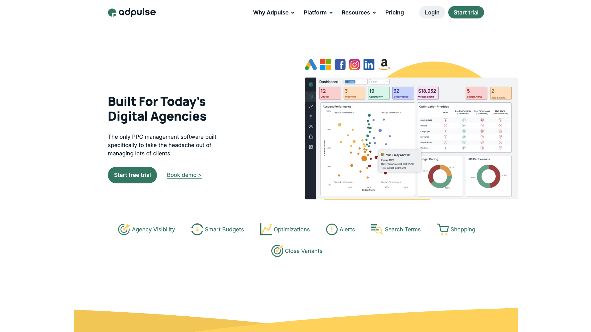 Screenshot of the Adpulse website