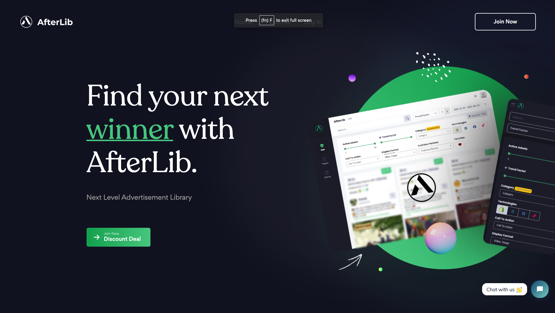 Screenshot of the AfterLib website