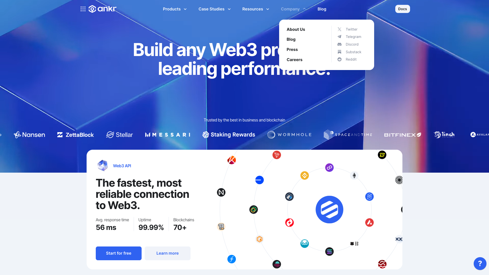 Screenshot of the Ankr website