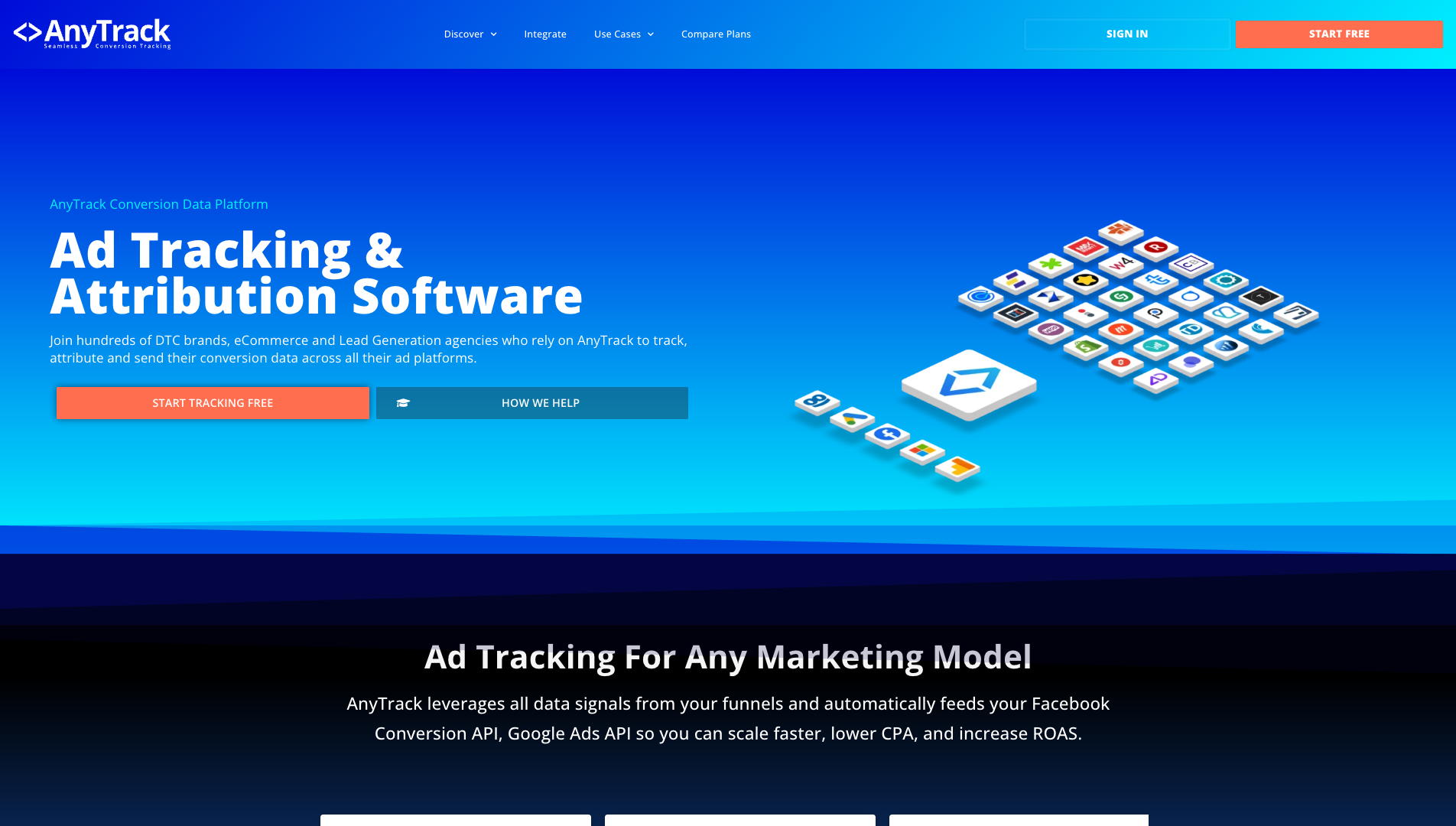 Screenshot of the AnyTrack website
