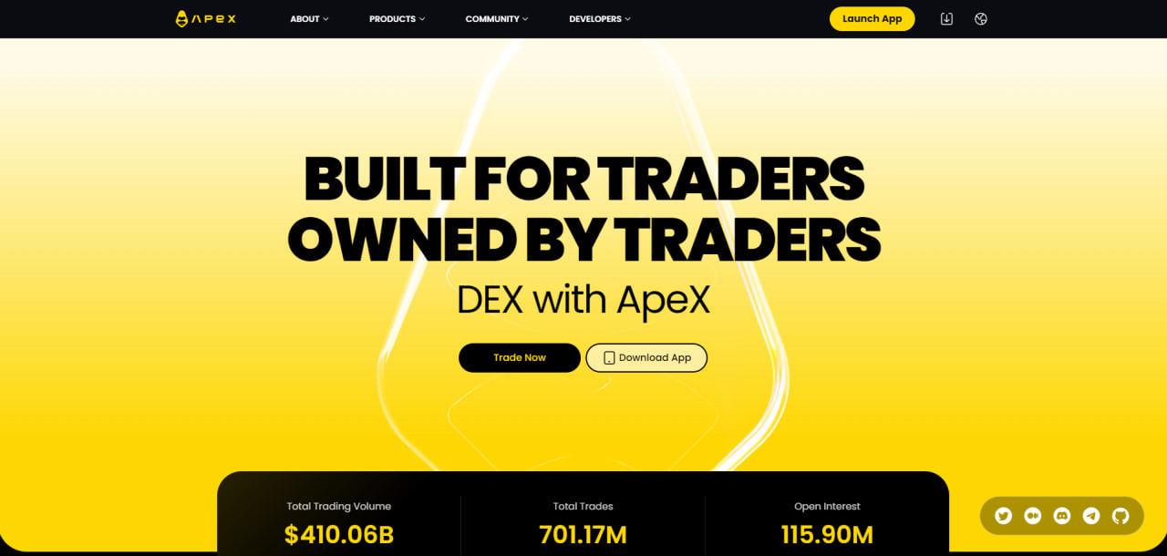 Screenshot of the ApeX Omni website