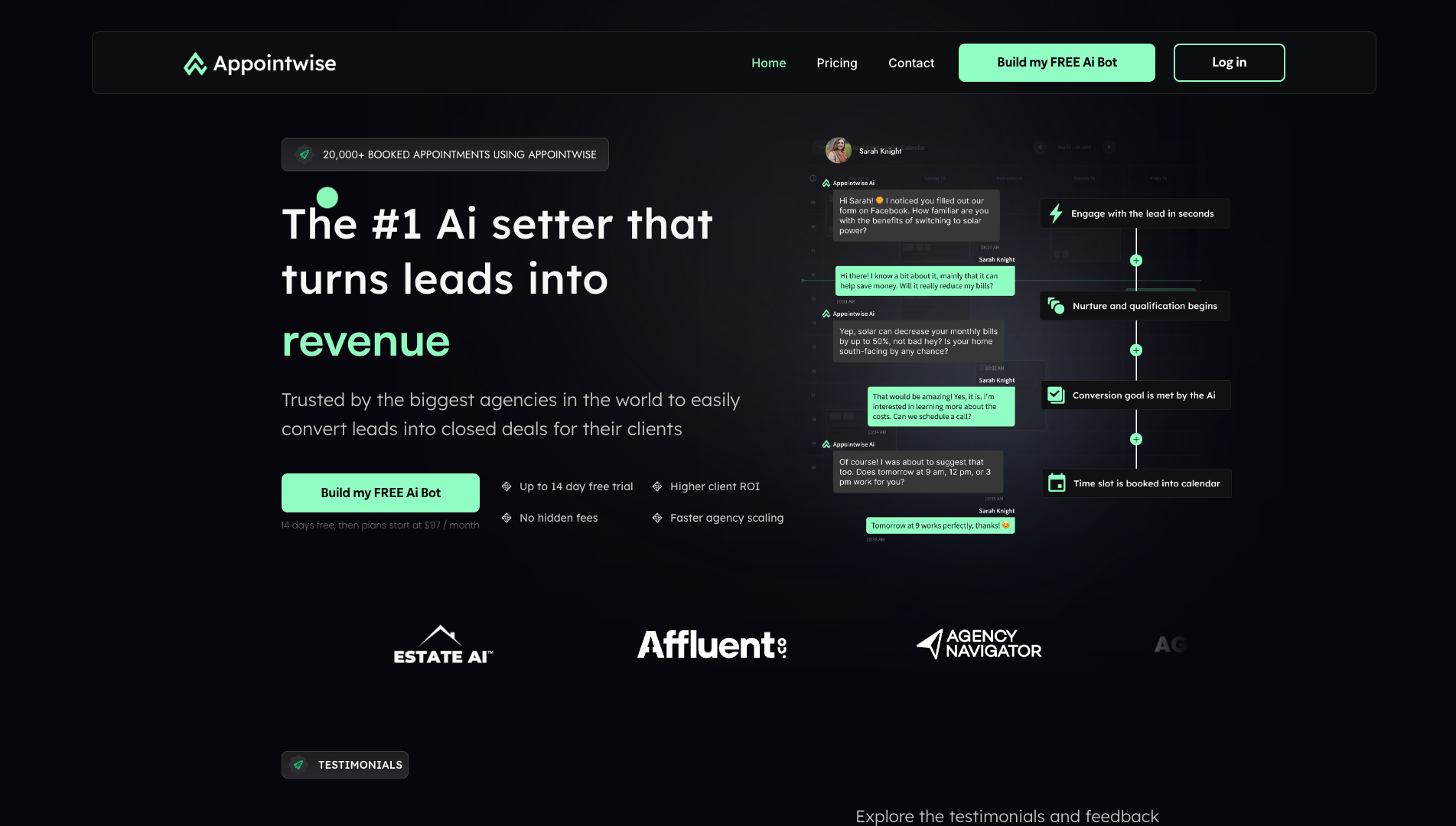 Screenshot of the Appointwise website