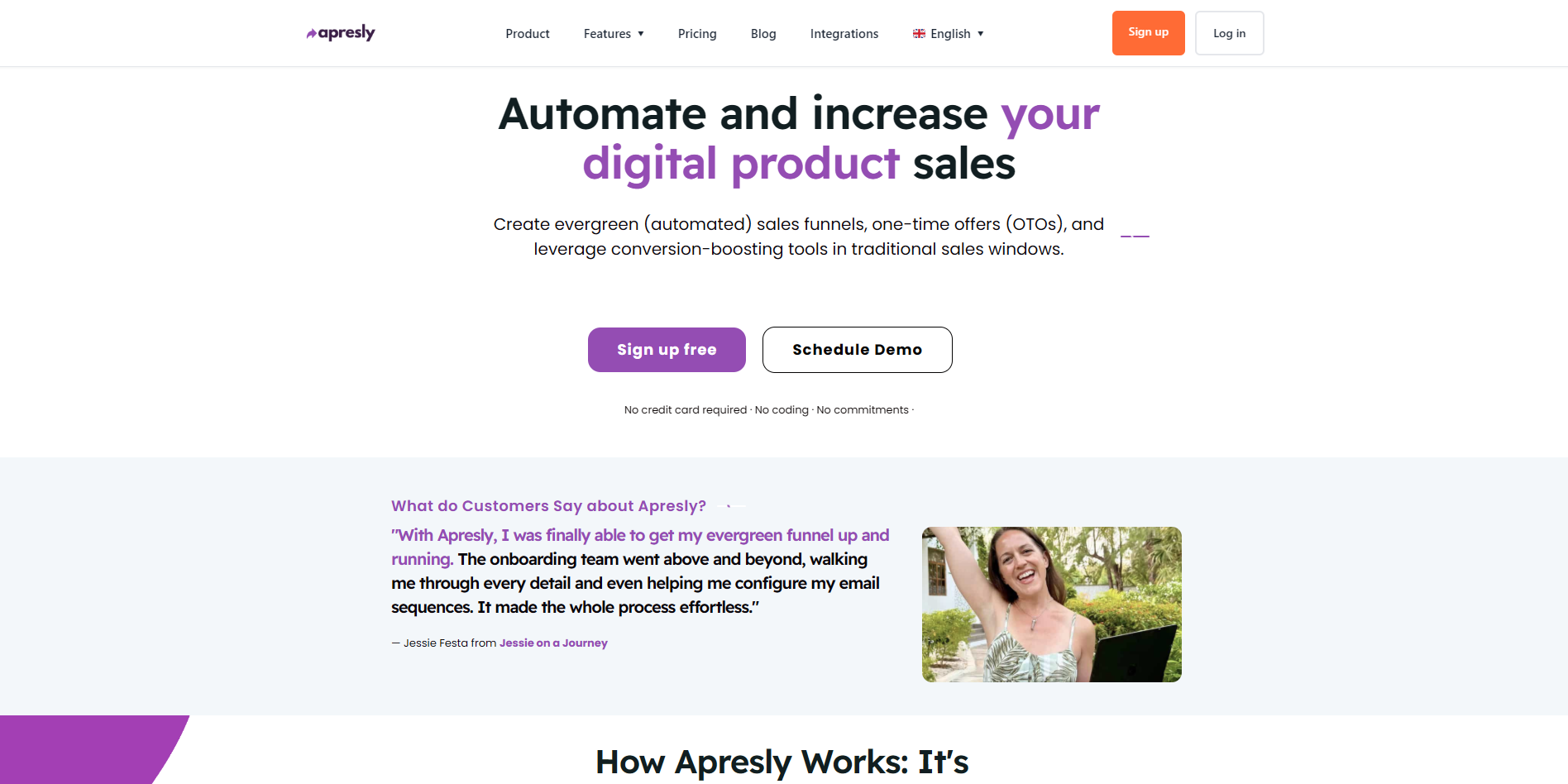Screenshot of the Apresly website