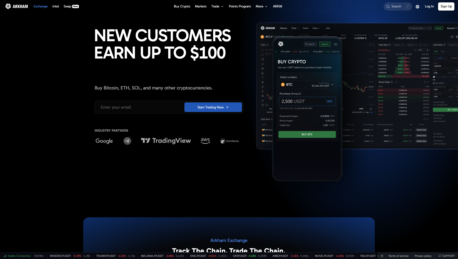Screenshot of the Arkham website