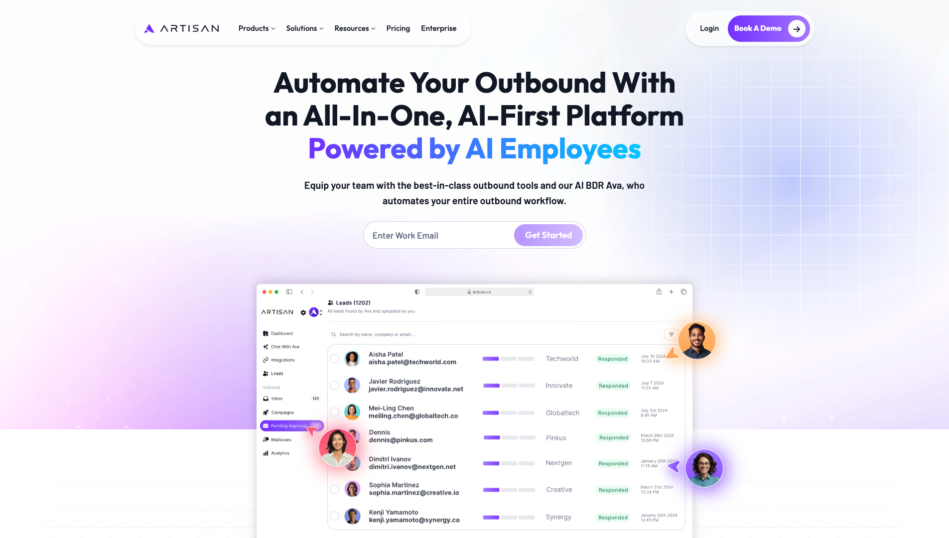 Screenshot of Artisan.co Homepage