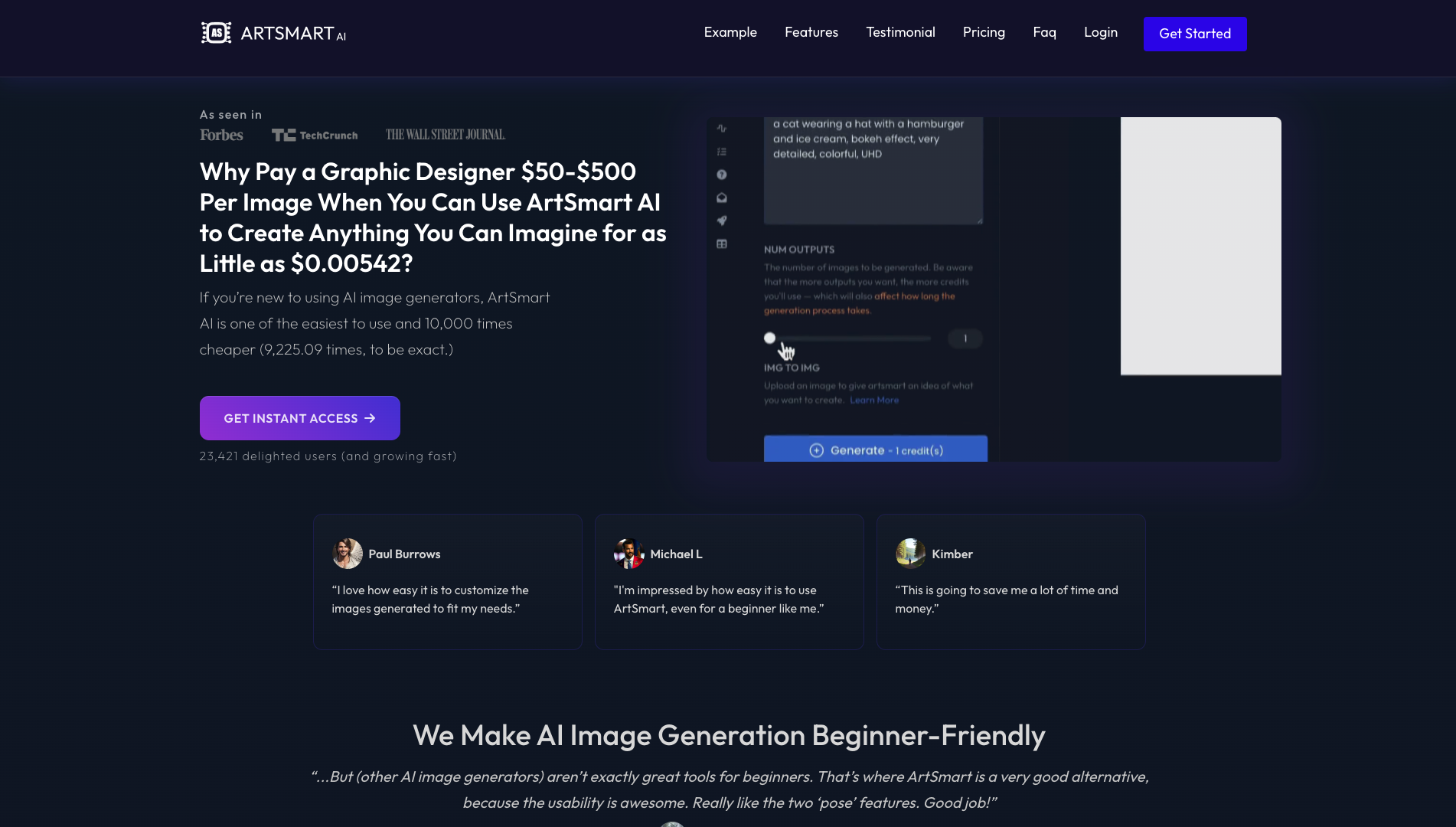Screenshot of the ArtSmart.ai website