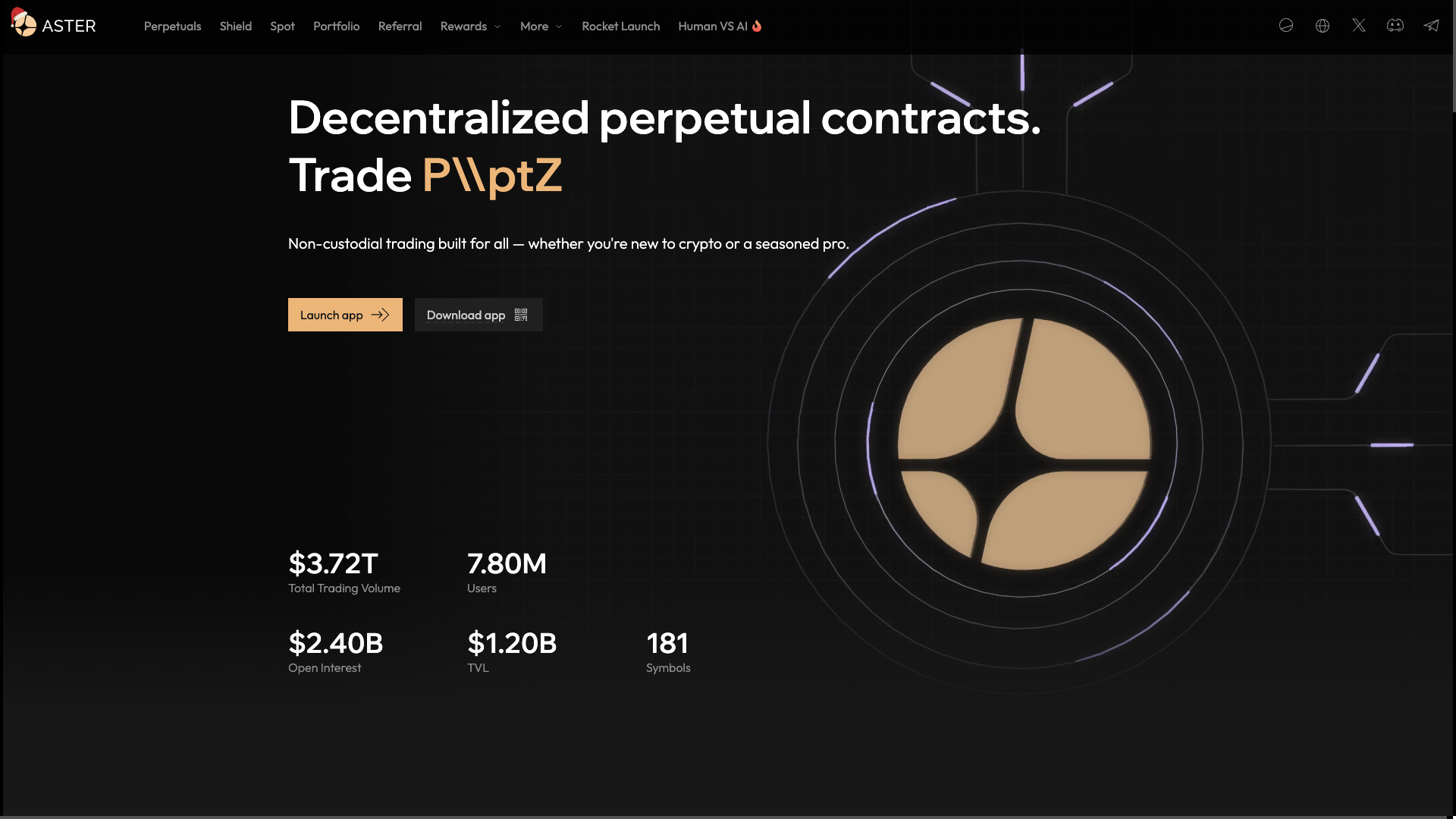 Screenshot of the Aster website