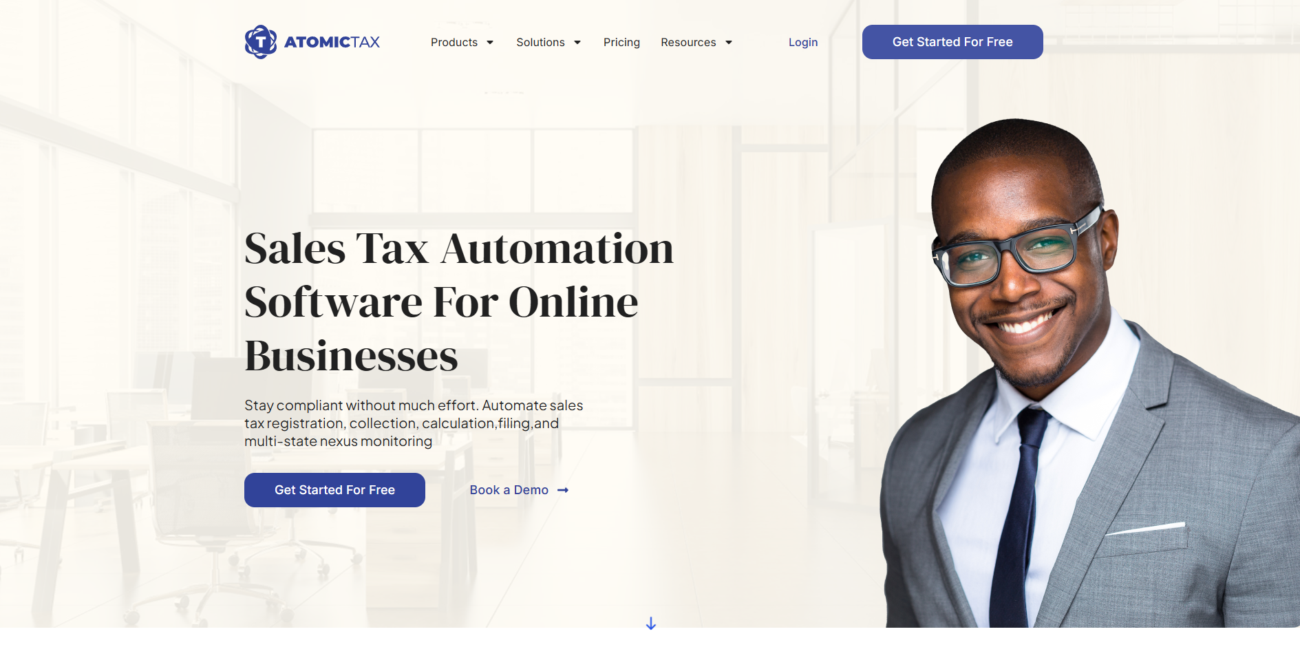 Screenshot of the AtomicTax website
