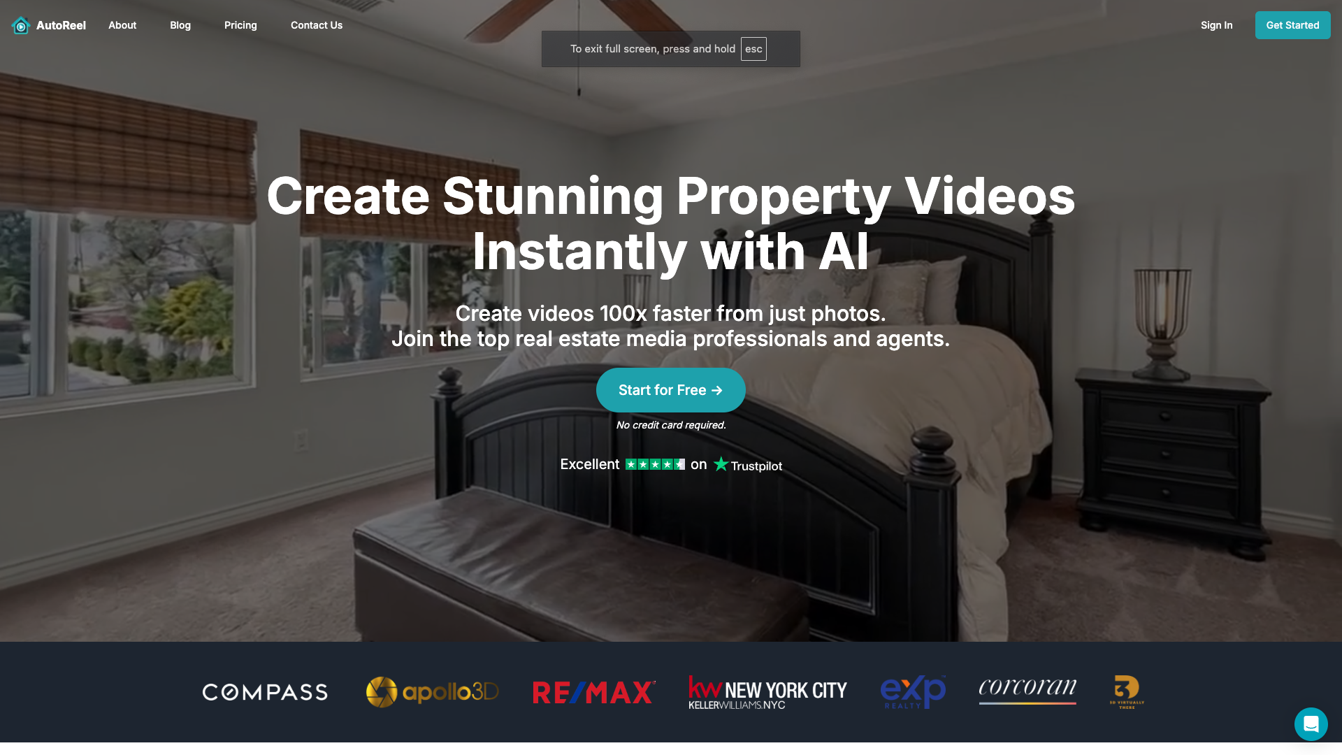 Screenshot of the AutoReel website