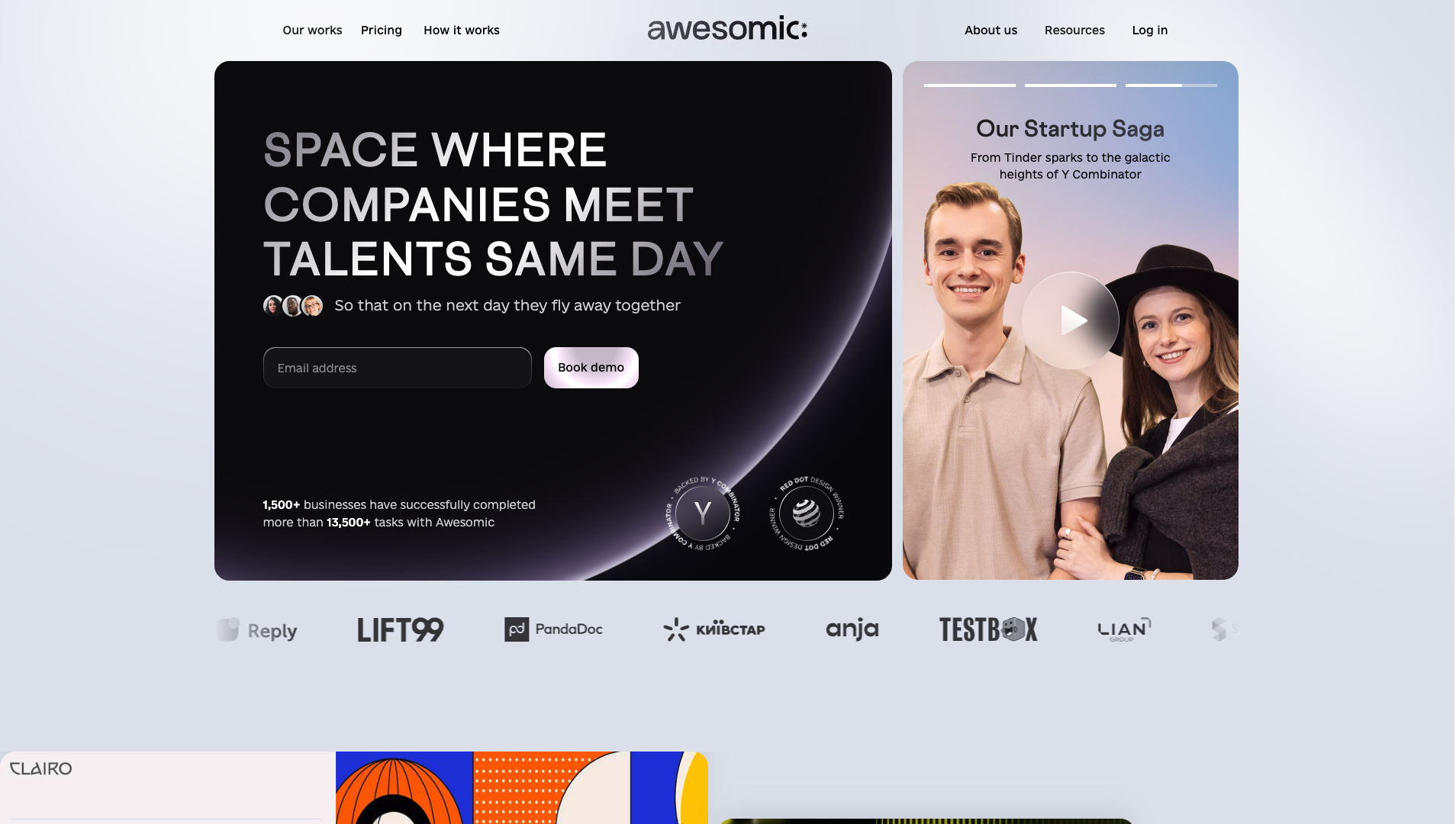 Screenshot of the Awesomic website