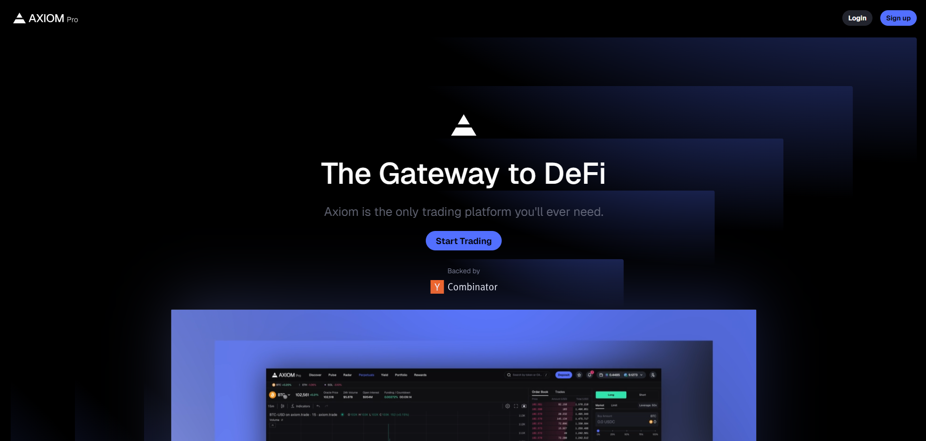 Screenshot of the Axiom.trade website