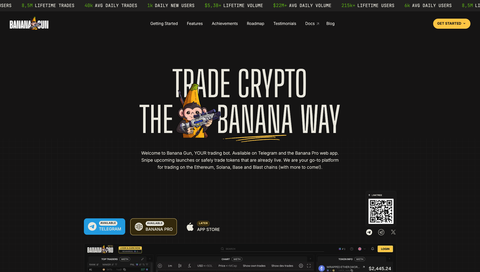 Screenshot of the Banana Gun website