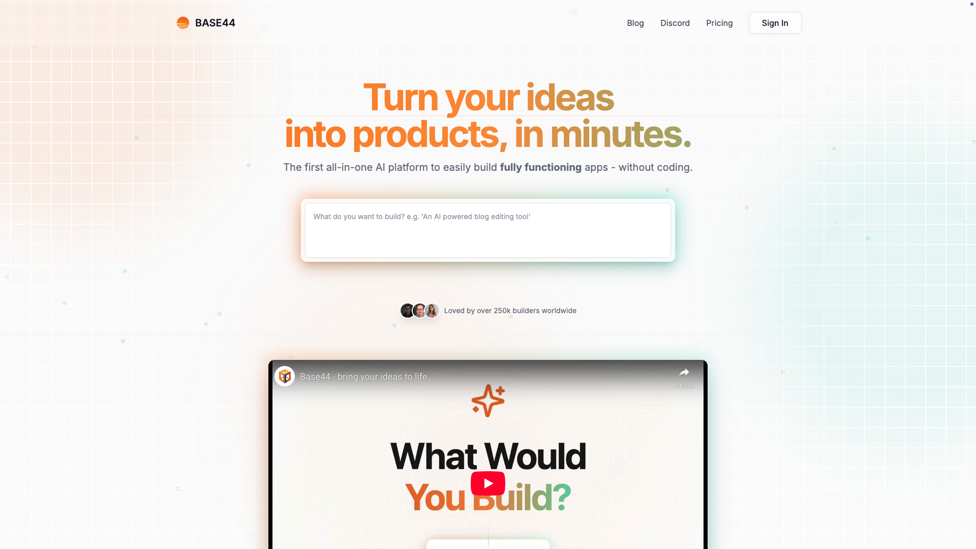 Screenshot of Base44 Homepage