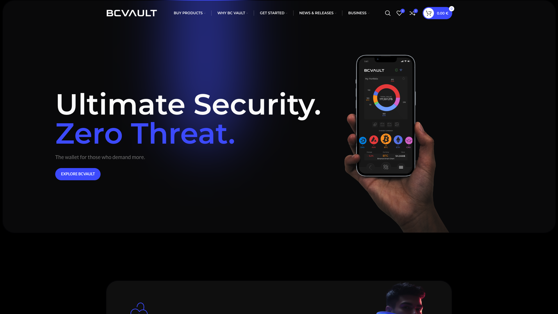 Screenshot of the BC Vault website