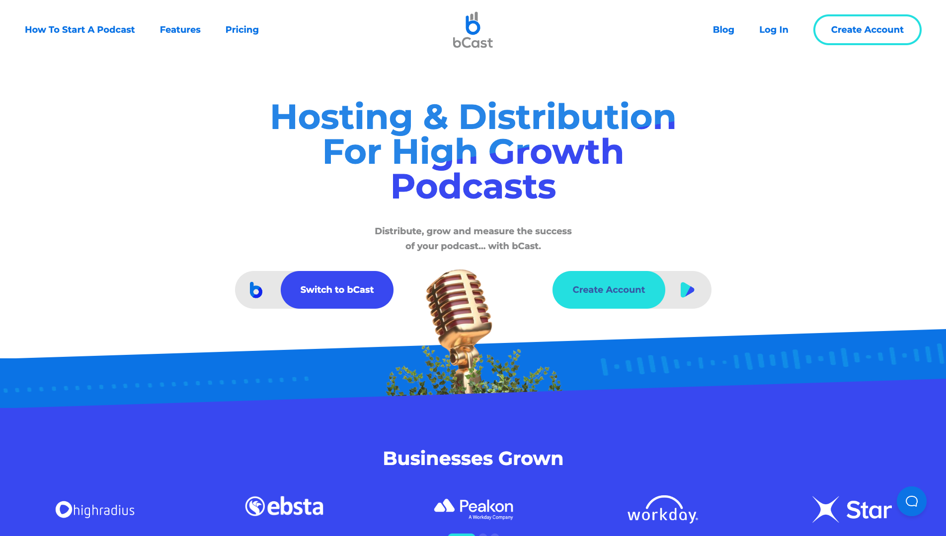 Screenshot of the bCast website