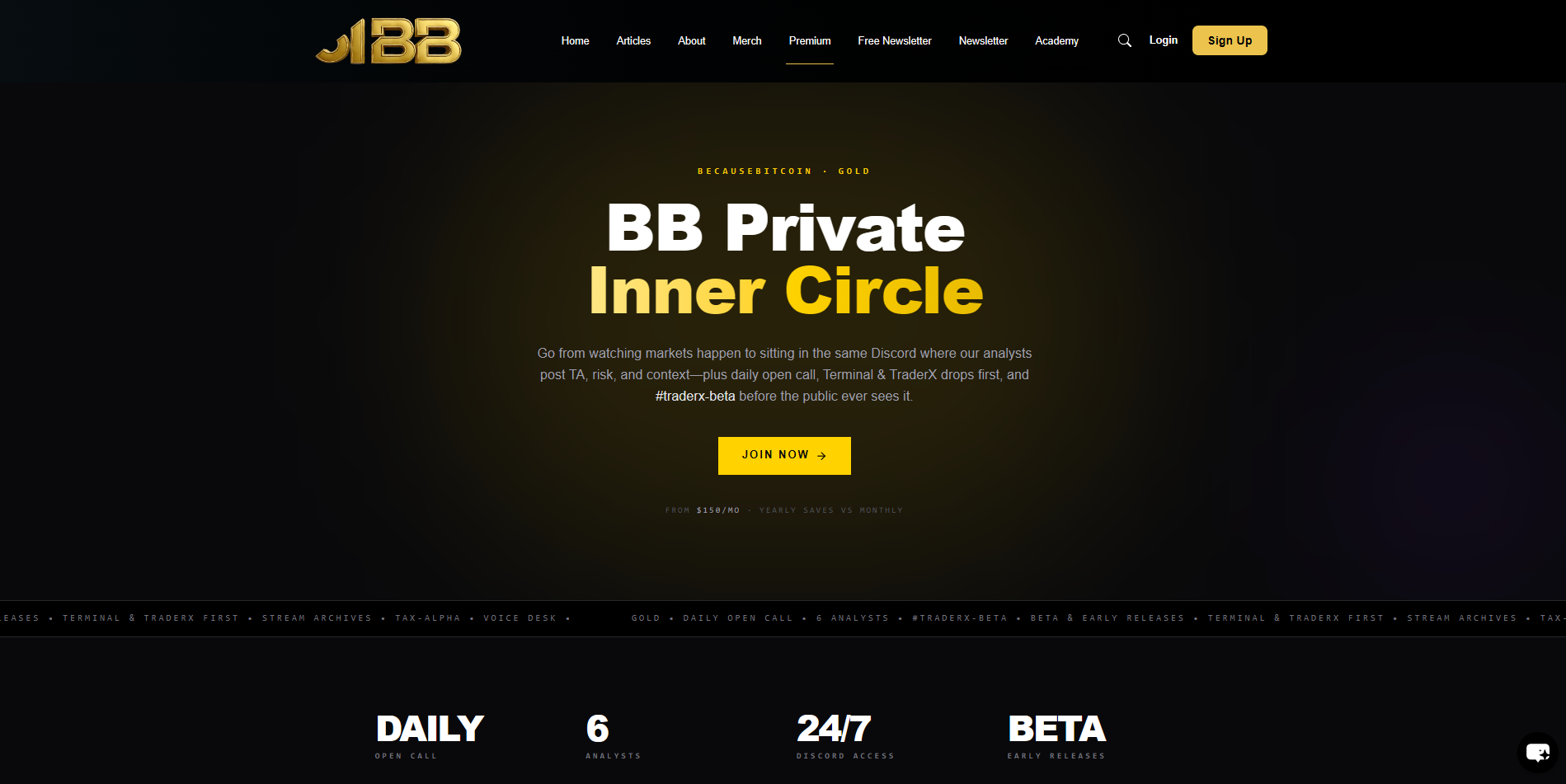 Screenshot of the BecauseBitcoin website