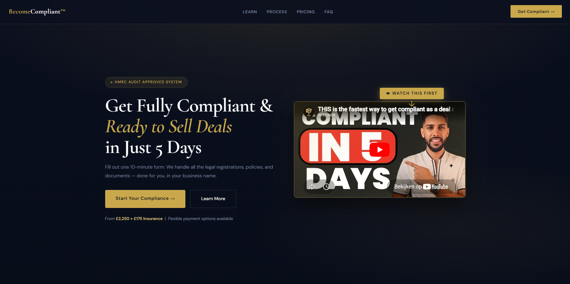 Screenshot of the Become Compliant™ website