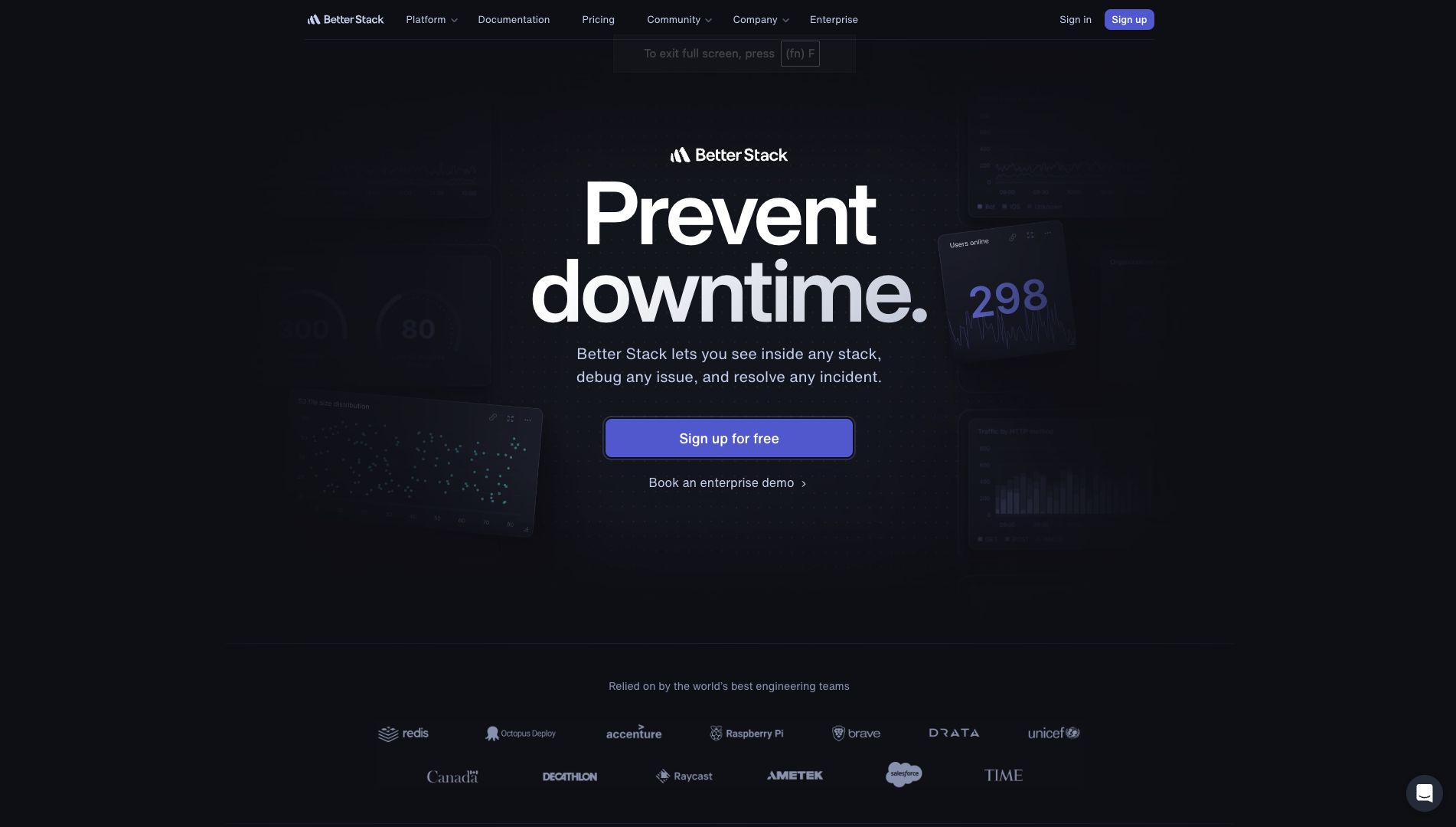 Screenshot of the Better Stack website