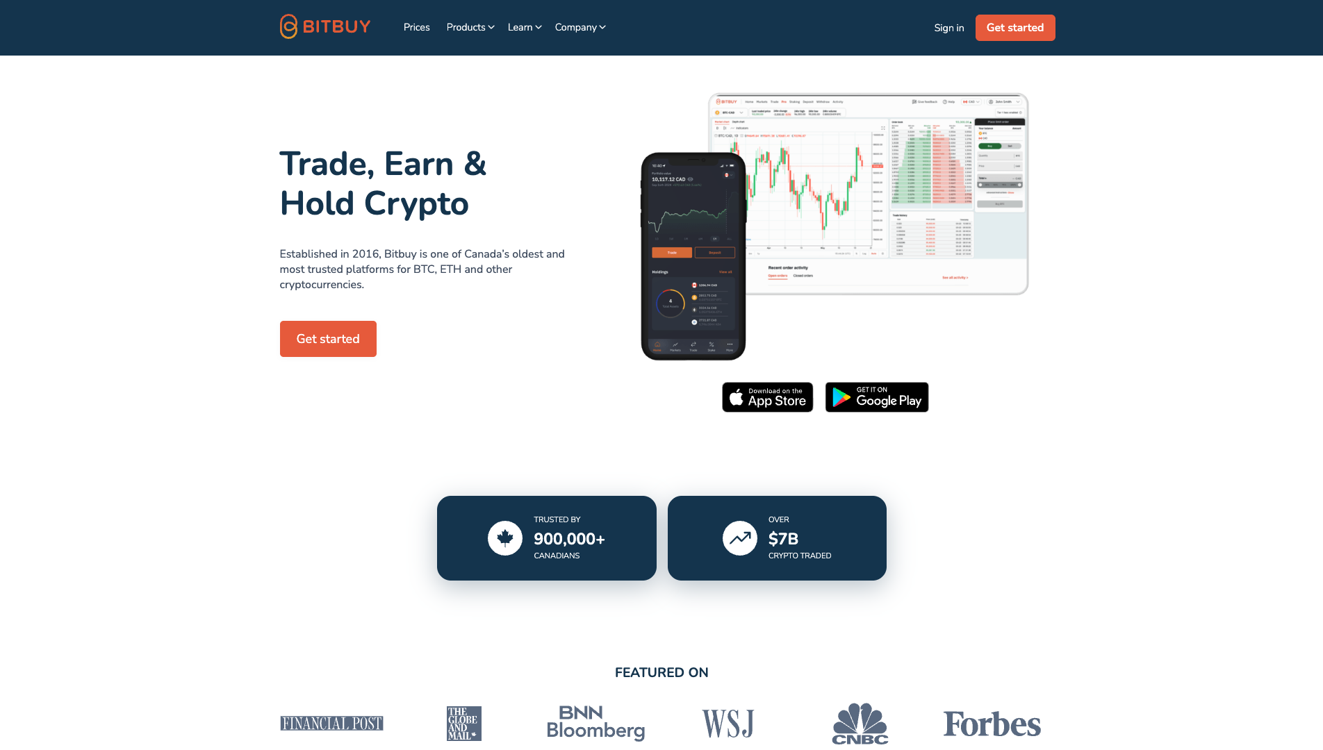 Screenshot of the Bitbuy website